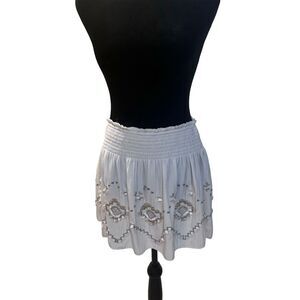 EUC Ramy Brook Women's White Eyelet A-Line Skirt Size M